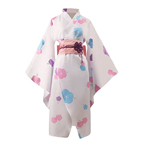 Jilijia Re:0 Anime Kimono Ram und Rem Cosplay Kostüm Set Weiß mit Blumen Yukata Halloween Verkleidung für Frauen Mädchen Jilijia Re:0 Anime Kimono Ram und Rem Cosplay Kostüm Set Weiß mit Blumen Yukata Halloween Verkleidung für Frauen Mädchen von Jilijia