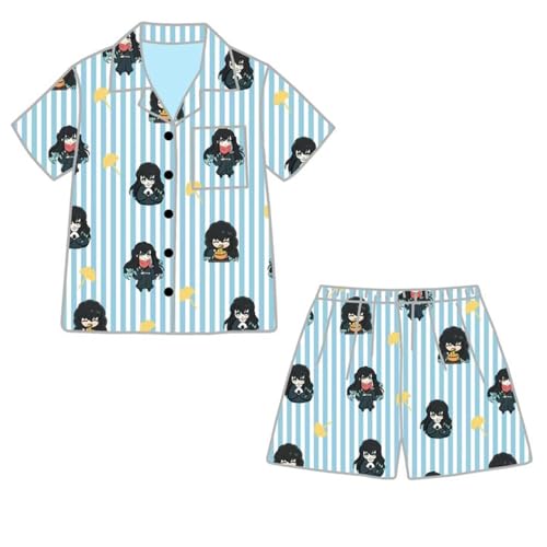 Jilijia Tomioka Giyuu Anime-Pyjama-Set, Rengoku Kyoujurou/Hashibira Inosuke, Cosplay-Kostüm, T-Shirt und Shorts, Loungewear für Herren und Damen, Sommer-Homewear von Jilijia