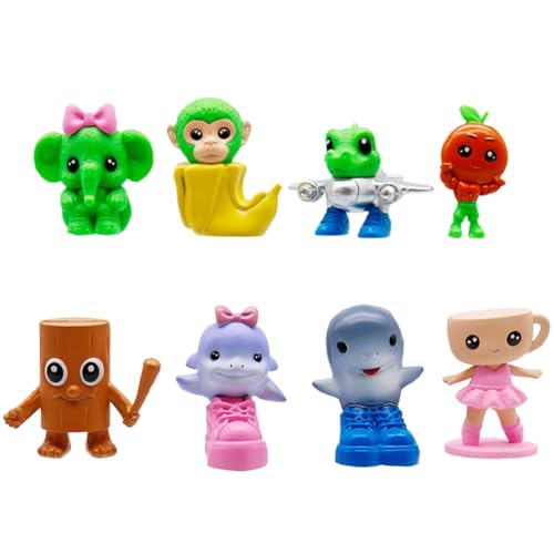Jilijia Tung Tung Tung Sahur-Figur, niedliches Anime-Gehirnrottier-Modell, Tralalelo, Tralalalala, Actionfiguren, Kuchendekoration, Sammlerstücke, Schreibtisch-Dekoration, 8 Stück von Jilijia