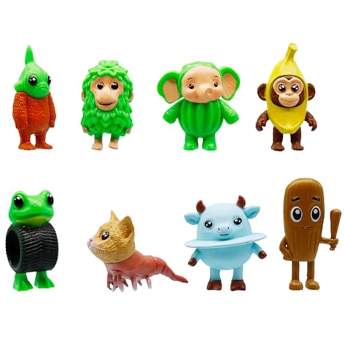 Jilijia Tung Tung Tung Sahur-Figur, niedliches Anime-Gehirnrottier-Modell, Trippi, Troppi/Chimpanzini, Bananini, Desktop-Dekoration, 8 Stück von Jilijia