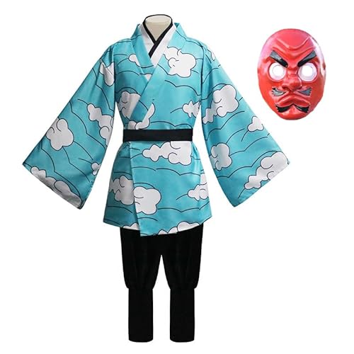 Jilijia Urokodaki Sakonji Cosplay Kostüm mit Maske Japanischer Anime Cosplay Kimono Anzug Halloween Karneval Party Fancy Dress Outfit von Jilijia