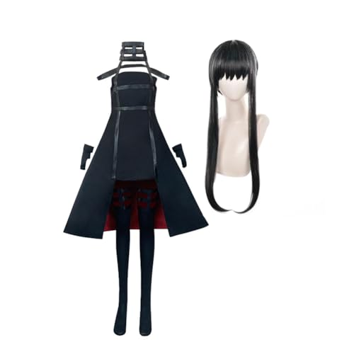 Jilijia Yor Forger Cosplay Kostüm mit Perücke Anime Uniform Schwarzes Kleid Anzug Halloween Maskerade Kleider für Frauen Mädchen von Jilijia