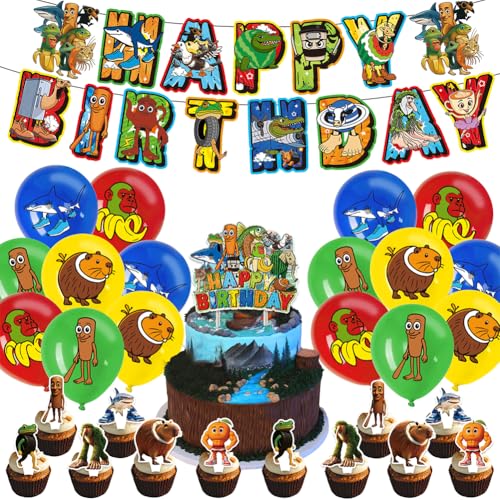 Tung Tung Tung Sahur Anime Geburtstag Dekorationen Tralalelo Tralalala/Lirili Larila Anime Figur Kuchen Topper Banner Luftballons Lustige Thema Party Supplies von Jilijia