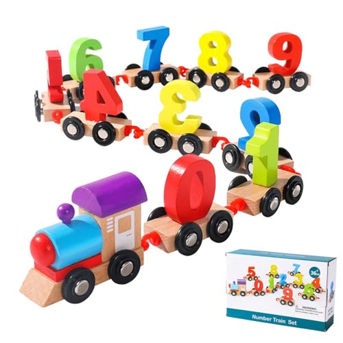 Holzzug Spielzeug, Wooden Numbers Train Toy, Montessori Spielzeug Holz, Holz Geburtstagszug, Children's Wooden Train with Numbers 0-9, Lernspielzeug für Jungen und Mädchen Ab 2 Jahren Holzzug Spielzeug, Wooden Numbers Train Toy, Montessori Spielzeug Holz, Holz Geburtstagszug, Children's Wooden Train with Numbers 0-9, Lernspielzeug für Jungen und Mädchen Ab 2 Jahren von Jilskl