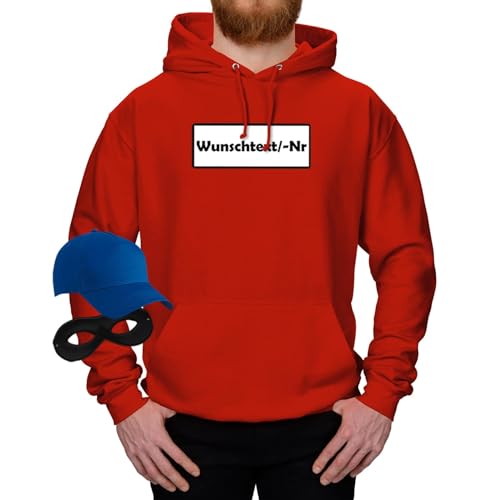 Jimmys Textilfactory Hoodie Panzerknacker Karneval Kostüm Set Deluxe XS-5XL Herren Verkleidung Fasching Outfit Rosenmontag Karnevalszug JGA, Größe:S, Set: klassik, Logo: Wunsch-Nr von Jimmys Textilfactory