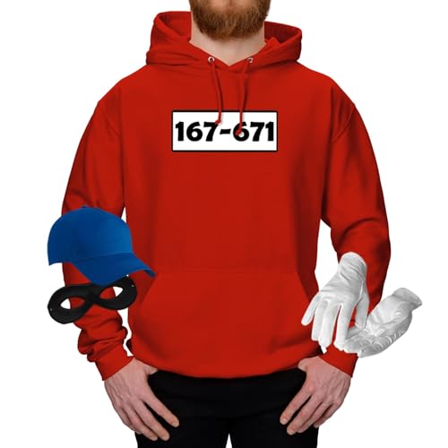 Jimmys Textilfactory Hoodie Panzerknacker Karneval Kostüm Set Deluxe XS-5XL Herren Verkleidung Fasching Rosenmontag Karnevalszug, Größe:XL, Set: komplett, Logo: Standard-Nr von Jimmys Textilfactory