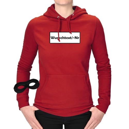 Jimmys Textilfactory Hoodie Panzerknacker Karneval Kostüm Set Wunschnummer XS-2XL Damen Verkleidung Fasching Rosenmontag Zug, Größe:XL, Set: light Maske, Logo: Wunsch-Nr von Jimmys Textilfactory