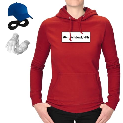 Jimmys Textilfactory Hoodie Panzerknacker & Tütü Karneval Kostüm-Set Tüllrock XS-2XL Damen Verkleidung Fasching Outfit Rosenmontag JGA, Größe:L, Set Komplett, Logo: Wunsch-Nr von Jimmys Textilfactory