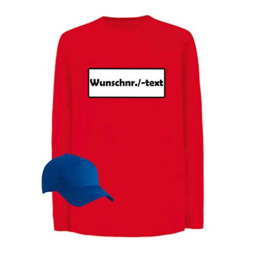 Jimmys Textilfactory Longsleeve Panzerknacker Karneval Kostüm Set Wunschnummer 104-164 Kinder Verkleidung Fasching Outfit Rosenmontag Karnevalszug, Größe:152, Set: light Cap, Logo: Wunsch-Nr von Jimmys Textilfactory