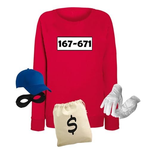 Jimmys Textilfactory Sweatshirt Panzerknacker Karneval Kostüm Set Deluxe XS-2XL Damen Verkleidung Fasching Rosenmontag Karnevalszug, Größe:XS, Set: deluxe+, Logo: Standard-Nr von Jimmys Textilfactory