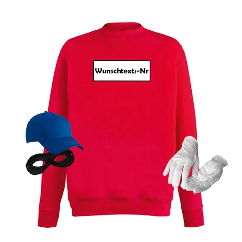 Jimmys Textilfactory Sweatshirt Panzerknacker Karneval Kostüm Set Wunschnummer XS-5XL Herren Verkleidung Fasching Rosenmontag Zug, Größe:3XL, Set: komplett, Logo: Wunsch-Nr von Jimmys Textilfactory