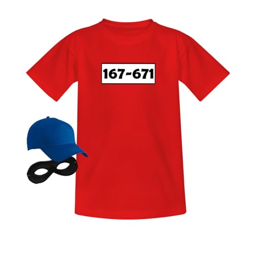 Jimmys Textilfactory T-Shirt Panzerknacker Karneval Kostüm Kids Set Wunschnummer 98-164 Kinder Verkleidung Fasching Outfit Rosenmontag JGA, Größe:122/128, Set: klassik, Logo: Standard-Nr von Jimmys Textilfactory