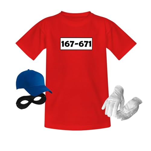 Jimmys Textilfactory T-Shirt Panzerknacker Karneval Kostüm Kids Set Wunschnummer 98-164 Kinder Verkleidung Fasching Outfit Rosenmontag JGA, Größe:98/104, Set: komplett, Logo: Standard-Nr von Jimmys Textilfactory