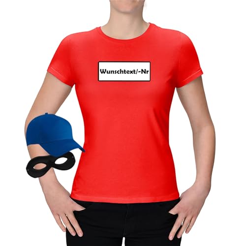 Jimmys Textilfactory T-Shirt Panzerknacker Karneval Kostüm Set Wunschnummer XS-3XL Damen Verkleidung Fasching Outfit Rosenmontag Karnevalszug JGA, Größe:L, Set: klassik, Logo: Wunsch-Nr von Jimmys Textilfactory