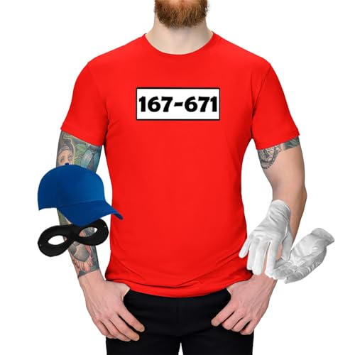 Jimmys Textilfactory T-Shirt Panzerknacker Karneval Kostüm Set Wunschnummer XS-5Xl Herren Verkleidung Fasching Rosenmontag Zug, Größe:2XL, Set: komplett, Logo: Standard-Nr von Jimmys Textilfactory