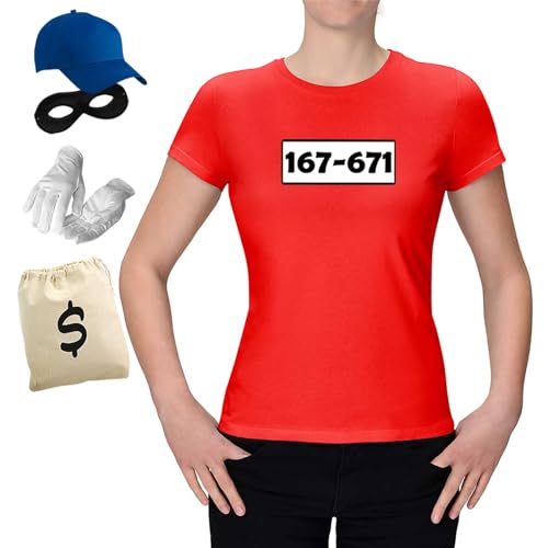 Jimmys Textilfactory T-Shirt & Tütü Panzerknacker Karneval Kostüm Set & Tüllrock XS-3XL Damen Verkleidung Fasching Outfit Rosenmontag JGA, Größe:2XL, Set: Deluxe+, Logo: Standard-Nr von Jimmys Textilfactory