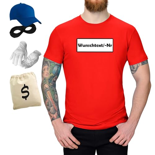 Jimmys Textilfactory T-Shirt & Tütü Panzerknacker Karneval Kostüm Set & Tüllrock XS-5XL Herren Verkleidung Fasching Outfit Rosenmontag JGA, Größe:3XL, Set: Deluxe+, Logo: Wunsch-Nr von Jimmys Textilfactory