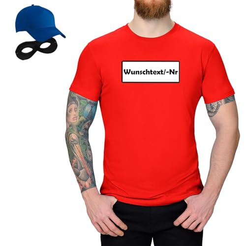 Jimmys Textilfactory T-Shirt & Tütü Panzerknacker Karneval Kostüm Set & Tüllrock XS-5XL Herren Verkleidung Fasching Outfit Rosenmontag JGA, Größe:3XL, Set: Klassik, Logo: Wunsch-Nr von Jimmys Textilfactory