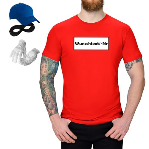 Jimmys Textilfactory T-Shirt & Tütü Panzerknacker Karneval Kostüm Set & Tüllrock XS-5XL Herren Verkleidung Fasching Outfit Rosenmontag JGA, Größe:3XL, Set: Komplett, Logo: Wunsch-Nr von Jimmys Textilfactory