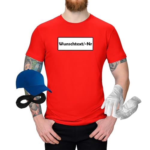 Jimmys Textilfactory T-Shirt Panzerknacker Karneval Kostüm Set Wunschnummer XS-5Xl Herren Verkleidung Fasching Rosenmontag Zug, Größe:L, Set: komplett, Logo: Wunsch-Nr von Jimmys Textilfactory