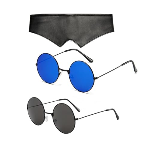 JinYu Brille Augenbinde Sonnenbrille Anime Blau Schwarz Kostüm Requisite PU Leder Augenmaske Kostüm Zubehör von JinYu