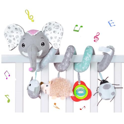 Jinchelle Kinderwagen Spielzeug, Baby Spirale Hängen Spielzeug mit BB-Schrei, Bett hängen Spielzeug, Activity Spirale für Kinderwagen Bett Babyschale ab 0 + Monaten (Graue Farbe) von Jinchelle
