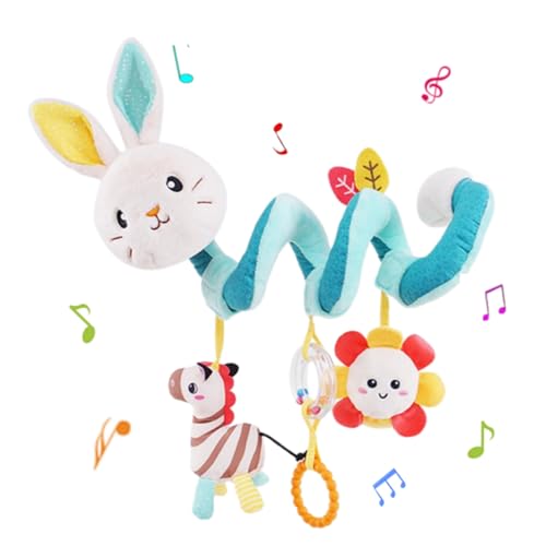 Jinchelle Kinderwagen Spielzeug, Baby Spirale Hängen Spielzeug mit BB-Schrei, Bett hängen Spielzeug, Activity Spirale für Kinderwagen Bett Babyschale ab 0 + Monaten (Weißes Kaninchen) von Jinchelle