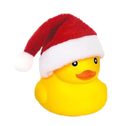 Enten aus Gummi, Weihnachten, gelbe Ente mit Weihnachtsmütze, schwimmende Quietscheente für Badewanne, Spielzeug, Ente, Auto, Ornamente für Gartendekoration von Jingmiger