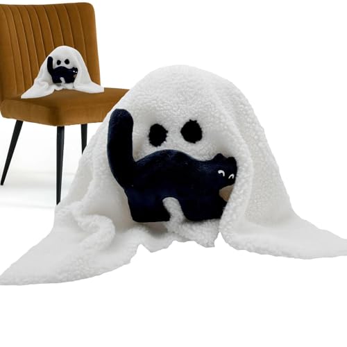 Halloween-Plüschtier, Geist, Halloween-Plüschtier, Geist mit Kissen, schwarze Katze, Halloween, Plüschtier – niedliches Geisterkissen, Halloween-Plüschkissen, Bla von Jingmiger
