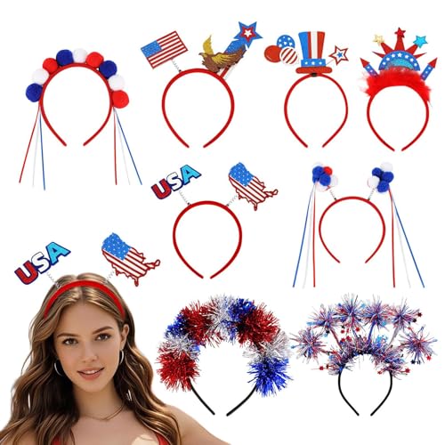 Jingmiger Patriotisches Stirnband, Viertel Juli Stirnband | Rot weiß blau patriotisches | 8 Paar Memorial Day Independence Day Accessoires für Männer Männer Kinder, patriotische Gefälligkeiten Jingmiger Patriotisches Stirnband, Viertel Juli Stirnband | Rot weiß blau patriotisches | 8 Paar Memorial Day Independence Day Accessoires für Männer Männer Kinder, patriotische Gefälligkeiten von Jingmiger