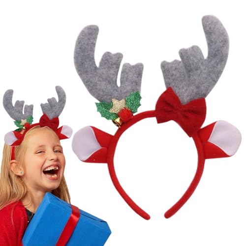 Jingmiger Weihnachts-Stirnband aus Hirschgeweih, Weihnachts-Kopfbedeckung, Kostüm für Damen, Cartoon-Haarband aus Hirschgeweih, Halloween, Karneval, Weihnachten, für Party, Cosplay, Hirschkostüm von Jingmiger