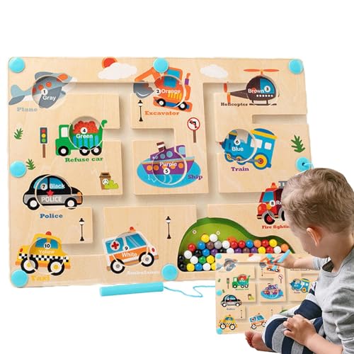 Magnetisches Labyrinth, magnetische Sortiertafel, magnetische Labyrinthtafel für Farb- und Zahlen-Labyrinth, magnetisches Spielzeug für Puzzlebrett aus Holz, Spielzeug von Jingmiger