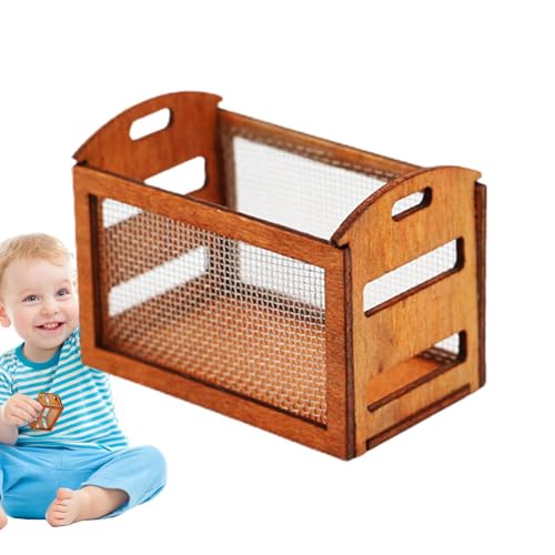Miniatur-Korb des Hauses, Mini-Aufbewahrungskorb, Ornament aus Holz, kleine dekorative Möbel | Miniatur-Szenenmodell, Modell eines kleinen Hauses für Mädchen, Dekoration für von Jingmiger