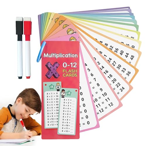 Multiplikationsspielkarten, Multiplikations-Flash-Karten – 15 x Lernhilfen zu Hause | Home Lernhilfen zum Erlernen der Multiplikation Karten mit löschbaren Stiften von Jingmiger