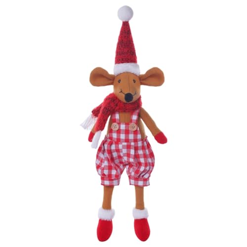 Plüschtier, Weihnachtsmaus, weiche Plüschmaus mit langen Beinen, karierter Stoff, Weihnachtsdekoration, bequeme Plüschmaus für Mäntel, Plüschtier, Weihnachtsmaus, weiche Plüschmaus mit langen Beinen, karierter Stoff, Weihnachtsdekoration, bequeme Plüschmaus für Mäntel, von Jingmiger