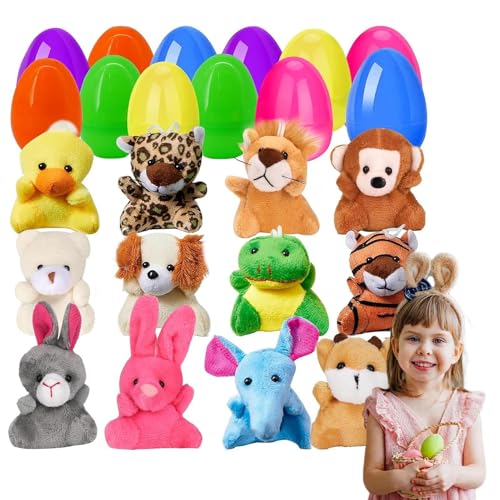 Vorgefüllte Ostereier mit Spielzeug, Ostereierfüllungen | Vorgefüllte Eier Tier Pluce Toys, Korb aus Plüsch für Hunt Game, Osterdekorationen, Tütenhalter von Jingmiger