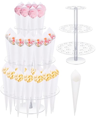 Jingmore 3 Schichten Acryl Eistütenhalter 50 Löcher Acryl Eiscremeständer Waffel Sushi Handrollständer mit 60 Kegelpapier für Hochzeit Geburtstag Babyparty Weihnachten Party Jingmore 3 Schichten Acryl Eistütenhalter 50 Löcher Acryl Eiscremeständer Waffel Sushi Handrollständer mit 60 Kegelpapier für Hochzeit Geburtstag Babyparty Weihnachten Party von Jingmore