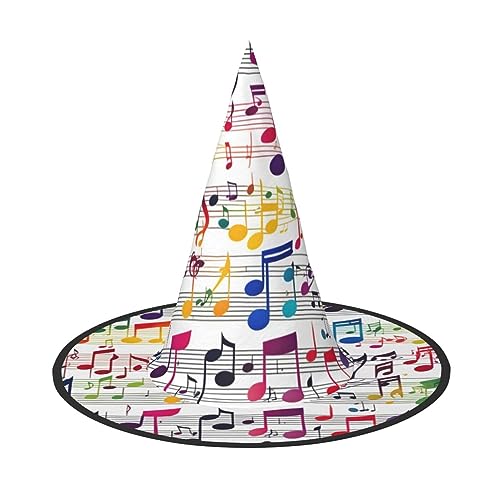 Jingong Bunte Musiknoten-Druck, Halloween-Hexenhut, faltbarer Spitzhut, Partyzubehör, Halloween-Kostüm-Zubehör Jingong Bunte Musiknoten-Druck, Halloween-Hexenhut, faltbarer Spitzhut, Partyzubehör, Halloween-Kostüm-Zubehör von Jingong