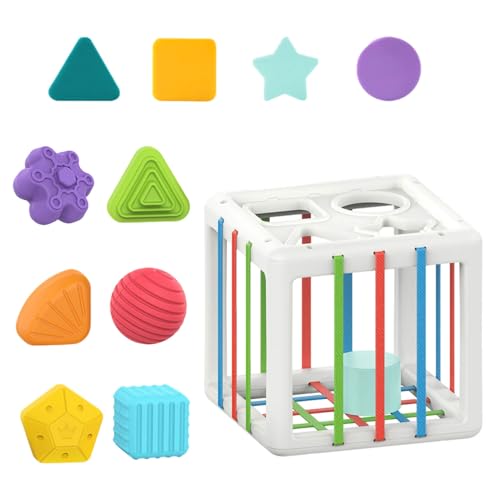 Jingyash Formsortierspiel ab 1 Jahr, Sortierspiel Spielzeug, Steckwürfel Baby Spielzeug mit 10 Steckbausteinen, Motorikwürfel Lernspielzeug Geschenk für Kinder ab 1 2 Jahre von Jingyash