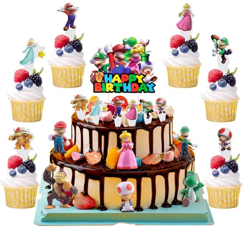 Jinhuaxin 31 Stück Cake Topper Geburtstag, Tortendeko Figuren, Kuchen Dekoration Geburtstag, Cupcake Dekorationen, Happy Birthday Deko Torte, Party Kuchen Dekorationen für Cartoon Kinder Geburtstag von Jinhuaxin