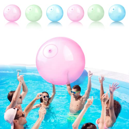 Jinhuaxin 6 Stück Transparenter Wasserblasenball Wasserbomben, Aufblasbare Wasserballons, Mit Wasser füllbar,Wasserbomben Wiederverwendbar, Pool Spielzeug, Wasserspielzeug Kinder Outdoor(40CM) von Jinhuaxin