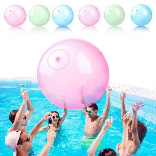 Jinhuaxin 6 Stück Transparenter Wasserblasenball Wasserbomben, Aufblasbare Wasserballons, Mit Wasser füllbar,Wasserbomben Wiederverwendbar, Pool Spielzeug, Wasserspielzeug Kinder Outdoor(60CM) von Jinhuaxin