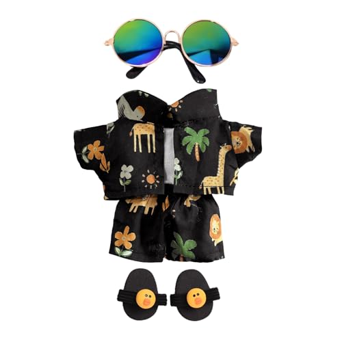 5-teiliges Puppenkleidungsset für 17 cm große Plüschfigur - Enthält Mantel, Weste, Hose, Schuhe & Brille, Modepuppen-Outfit für Mädchen, keine Puppe enthalten von Jinkey
