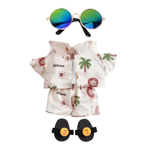 5-teiliges Puppenkleidungsset für 17 cm große Plüschfigur - Enthält Mantel, Weste, Hose, Schuhe & Brille, Modepuppen-Outfit für Mädchen, keine Puppe enthalten von Jinkey