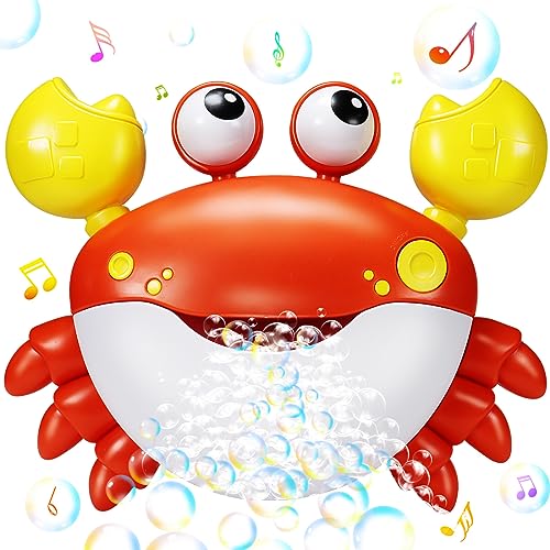 Jiosdo Baby Badewannenspielzeug, Krabbe Badespielzeug Bubble Mit Musik, Badespielzeug Baby ab 1 2 3 4 Jahr, Baby Badewanne Spielzeug Wasserspielzeug Kinder, Geschenke für Jungen und Mädchen (rot) von Jiosdo