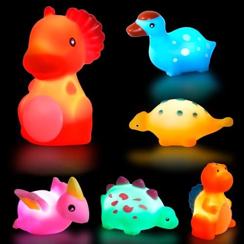 Jiosdo Badewannenspielzeug, 6 Stück Dinosaurier Badespielzeug mit Licht, LED Badewannen Spielzeug Kinder, Badespielzeug Baby ab 1 2 3 Jahr, Leuchtet Wasserspielzeug Sensorik Spielzeug Bath Toys Jiosdo Badewannenspielzeug, 6 Stück Dinosaurier Badespielzeug mit Licht, LED Badewannen Spielzeug Kinder, Badespielzeug Baby ab 1 2 3 Jahr, Leuchtet Wasserspielzeug Sensorik Spielzeug Bath Toys von Jiosdo