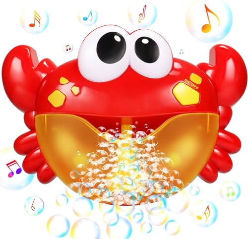 Jiosdo Badewannenspielzeug - Badespielzeug Baby ab 1 2 3 4 Jahr, Krabbe Seifenblasenmaschine Baby Badespielzeug mit Musik, Wasserspielzeug Kinder Badewanne Spielzeug für Jungen und Mädchen (rot) von Jiosdo