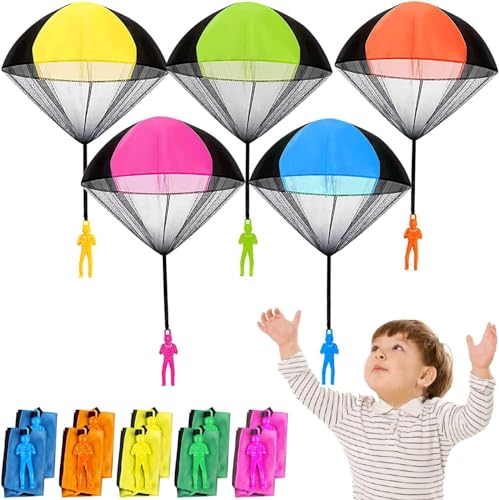 Jiosdo Fallschirm Spielzeug Kinder, 10 Stück Fallschirmspringer Spielzeug Outdoor Spiele für Kinder, Fallschirm Wurfspiel Kinder, Kleine Geschenke für Kinder, Mitgebsel Kindergeburtstag Gastgeschenke von Jiosdo