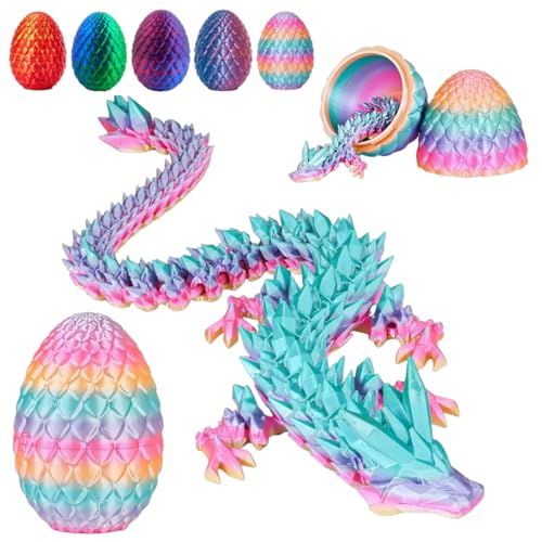 Jiounie Drachenei mit Drache, 3D Gedrucktes Drachenei, 3D Drache, Realistische Dracheneier Im Ei Gelenkiger Voll Beweglicher, Überraschungs Easter Dracheneier Wohnkultur (Bonbonfarben) von Jiounie