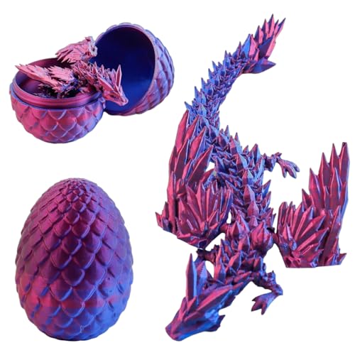 Jiounie 3D Gedrucktes Drachenei, Drachenei mit Drache, Drachen Spielzeug für Easter Dekoration, Schreibtischspielzeug Drachen Ornament für Autos, Büros, Häuser (Strahlungsviolett) von Jiounie